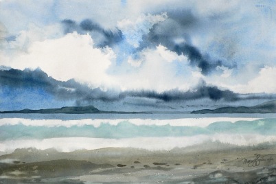 Island coast watercolor painting Margy Gates